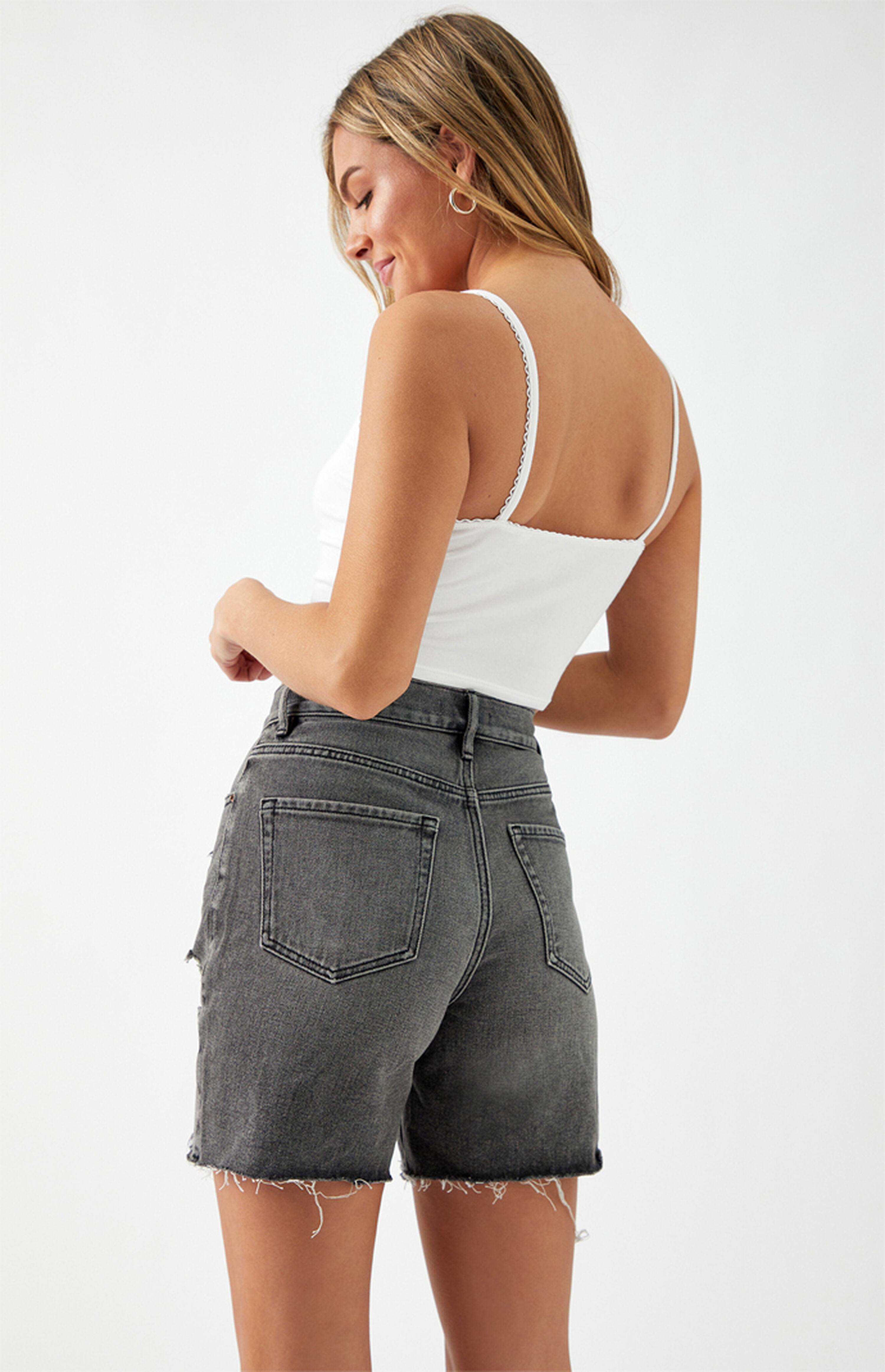 PacSun Gray High Waisted Denim Boy Shorts PacSun