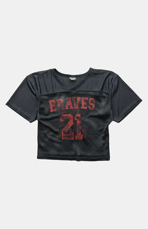 90s Braves Mesh Jersey V-neck Graphic Top image number 1