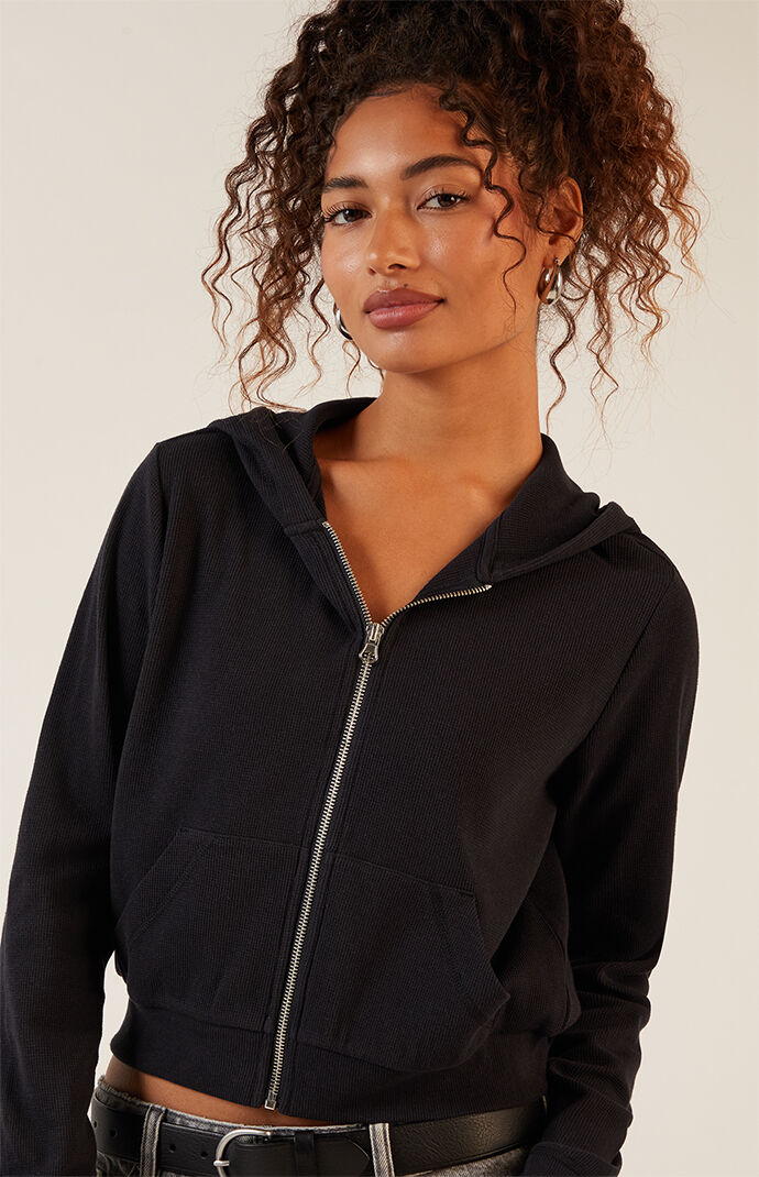 Pacsun Waffle Knit Full Zip Hoodie | Pacsun