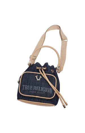 Bryce Denim and Faux Leather Bucket Bag image number 9