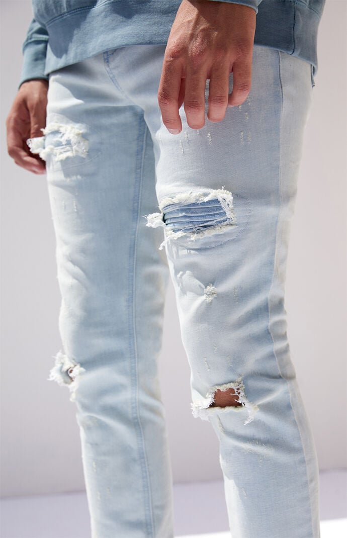 Ripped Light Stacked Skinny Jeans PacSun PacSun
