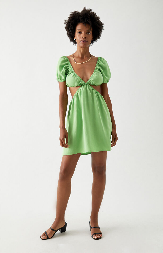 Eco Crochet Trim Bell Sleeve Dress