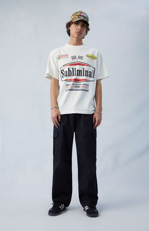 Stretch Canvas Black Baggy Cargo Pants image number 1