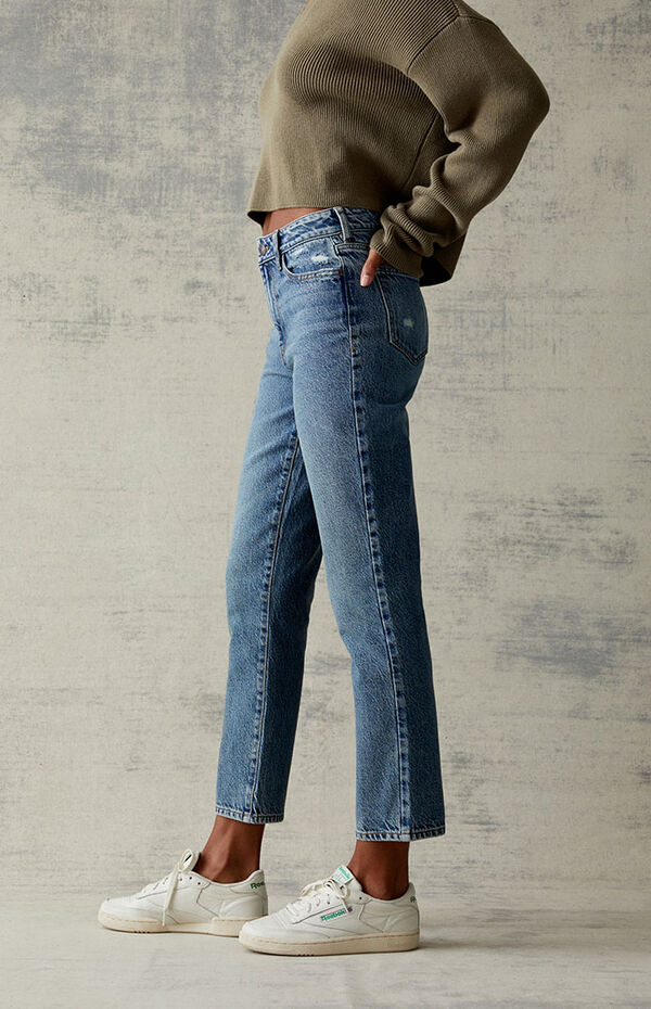 Jeans Outfit Pacsun Megan Blue Mom Jeans PacSun Women's Cinched