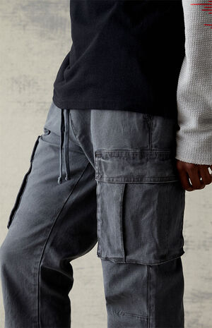 Stretch Canvas Gray Slim Boot Cargo Jeans image number 5