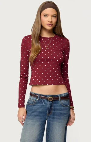 Daliya Polka Dot Long Sleeve Top image number 1