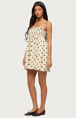 Polka Dot Linen Look Mini Dress image number 4