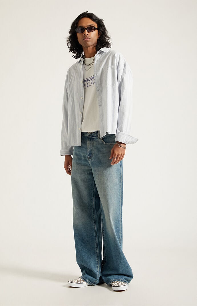 Pacsun Blake Extreme Baggy Jeans Medium Blue Tinted