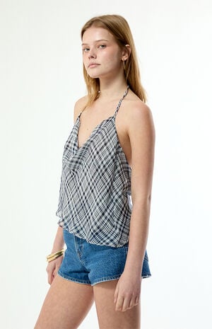 Stella Plaid Cowl Neck Tank Top image number 3