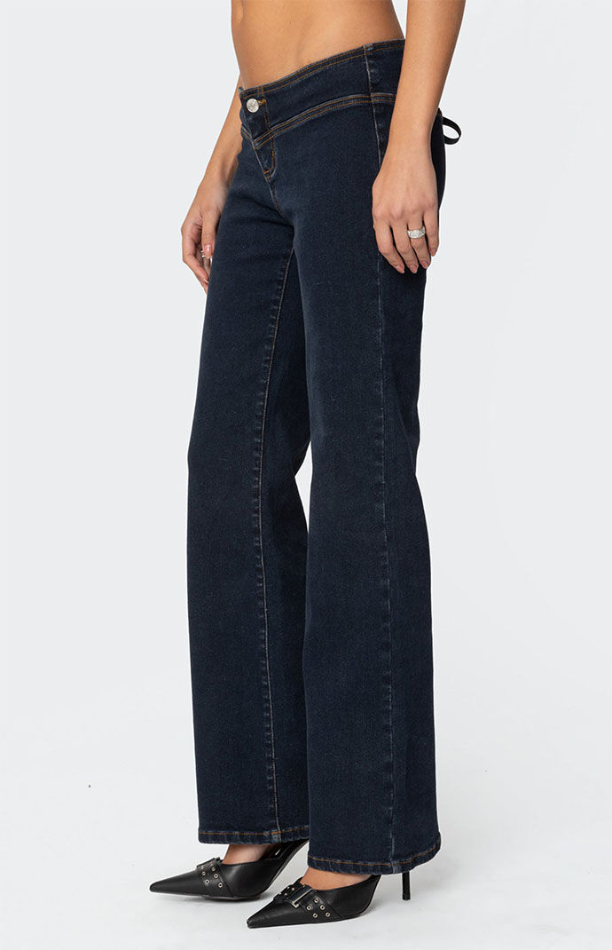 Edikted Ribbon Lace Up Low Rise Jeans | PacSun