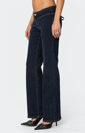 Ribbon Lace Up Low Rise Jeans image number 3
