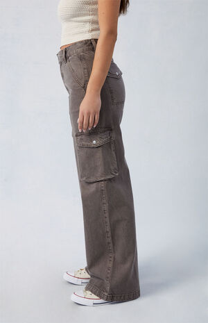 Brown Mid Rise Baggy Cargo Pants image number 3