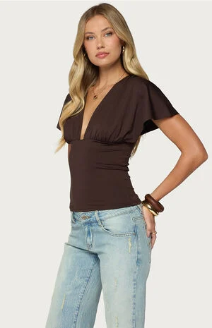 Flutter Plunging V Neck Top image number 2