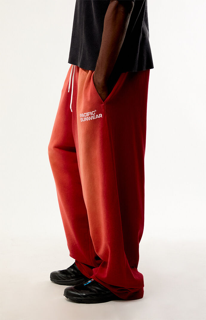 Pacsun Washed Red Terrain Wide Leg Sweatpants