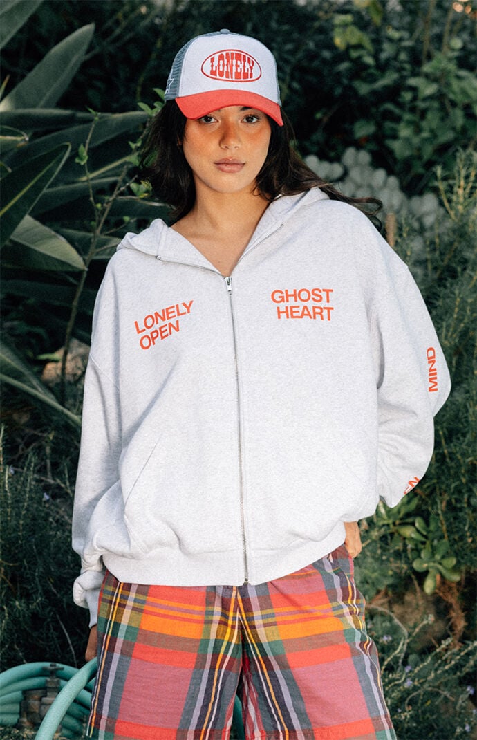 LONELY GHOST Open Mind Heart Zip Up Hoodie