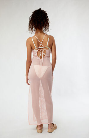 Mesh Tie Back Midi Dress image number 4