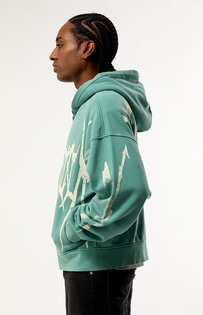 Pacsun Green Don't Blink You'll Miss It Full Zip Hoodie