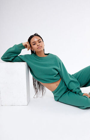Bubble Cropped Crew Neck Sweatshirt image number 1