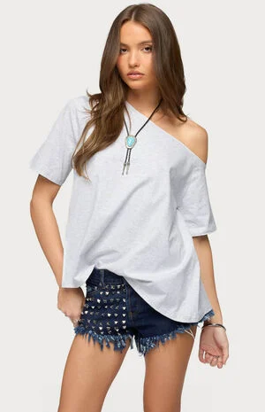 Miah Off Shoulder Shredded Back Top image number 1