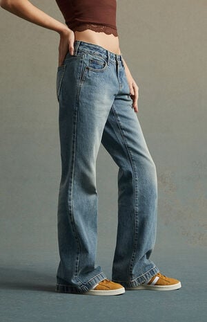Medium Indigo Low Rise Bootcut Jeans image number 3