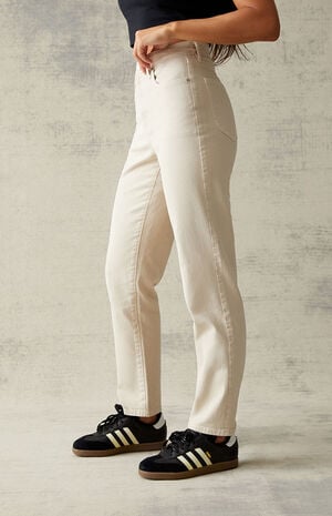 Beige Curve Straight Leg Jeans image number 3