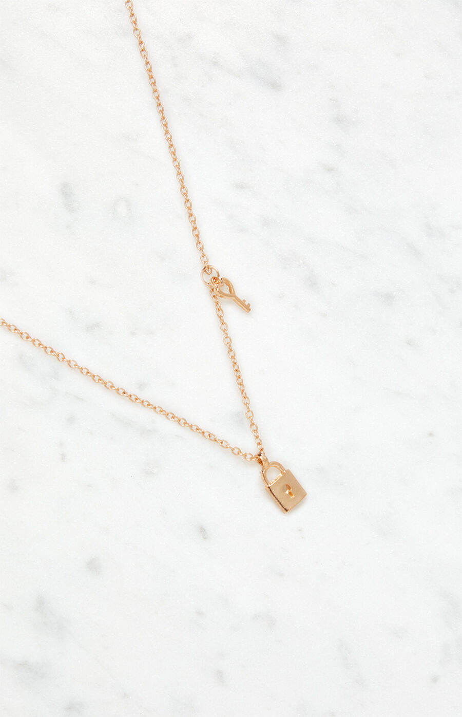 LA Hearts Gold Mini Lock & Key Chain Necklace PacSun