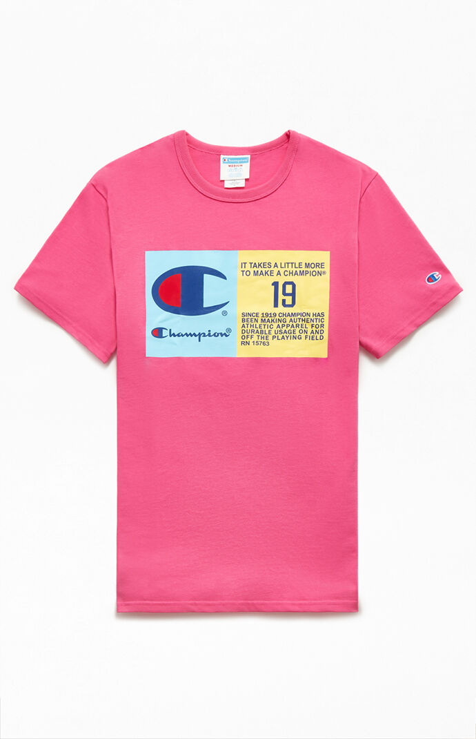 Pink and blue champion shirt on sale