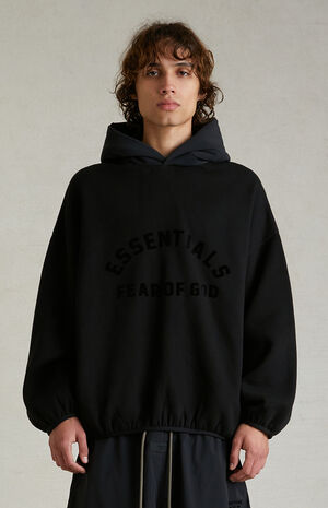 Black Nylon Fleece Hoodie image number 2