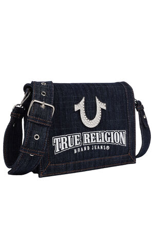 Bling Horseshoe Denim Messenger Bag image number 2
