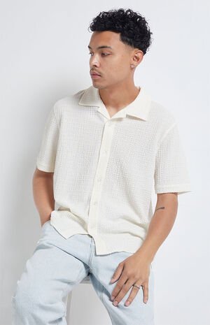 Pointelle Woven Button Down Shirt image number 1