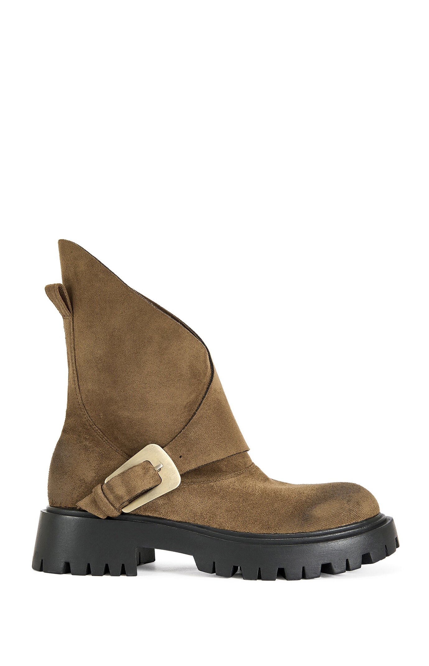 AZALEA WANG Women's Phrixus Faux Suede Asymmetrical Combat Boots