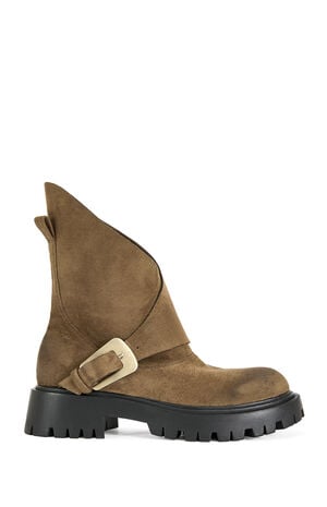 Women's Phrixus Faux Suede Asymmetrical Combat Boots image number 1