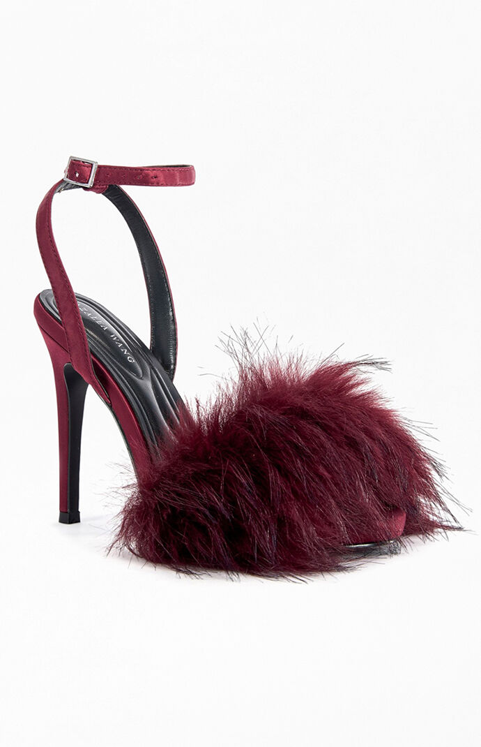 AZALEA WANG Women's Nadia Burgundy Stiletto Sandals