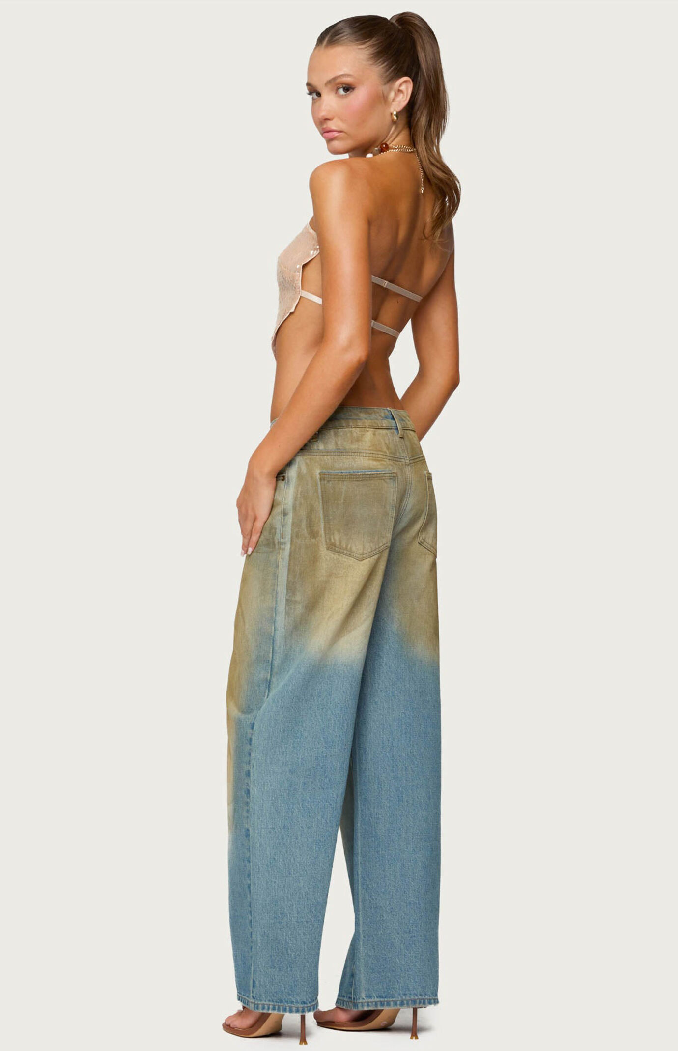 Edikted Sequin Backless Triangle Top