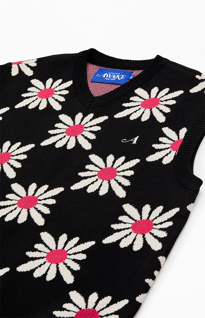 Awake NY Checkered Floral Sweater Vest | Pacsun