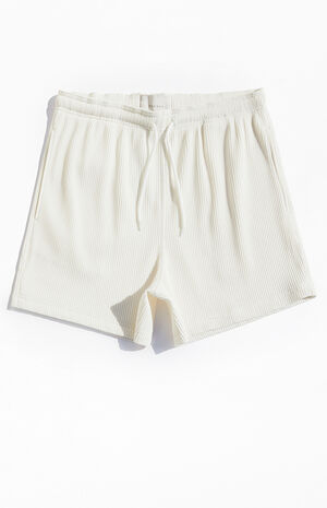 Cream Ribbed Shorts image number 1