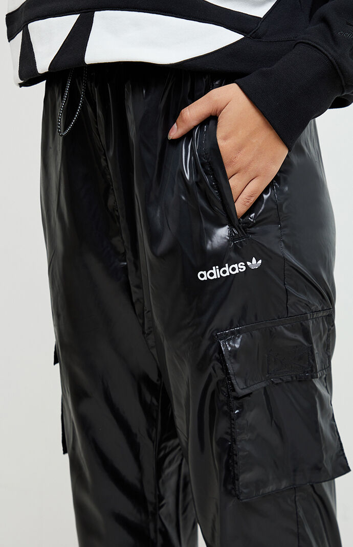 shiny black adidas jacket