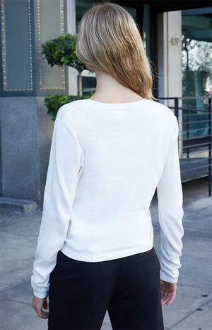 White V-Neck Sweater image number 4