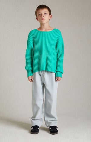 Kids Mint Leaf Raw Neck Sweater image number 5
