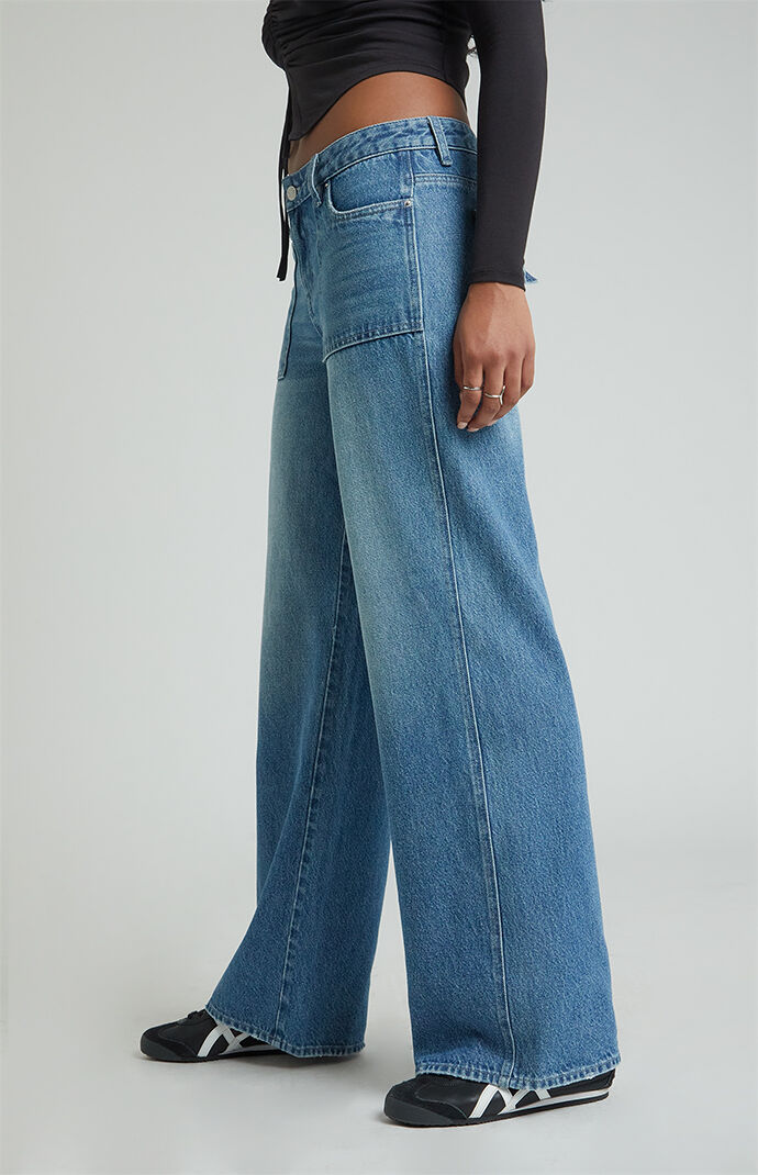 Pacsun Casey Low Rise Baggy Jeans Cargo Dark Indigo