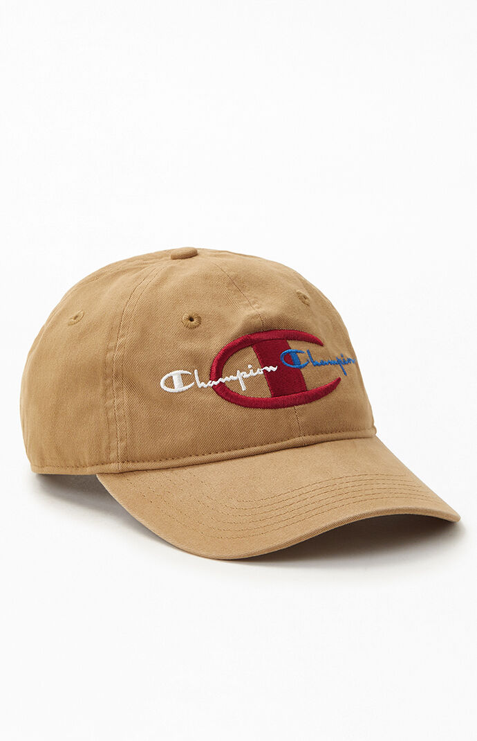 Champion Mens Multi Logo Washed Dad Hat - Brown | Shop
