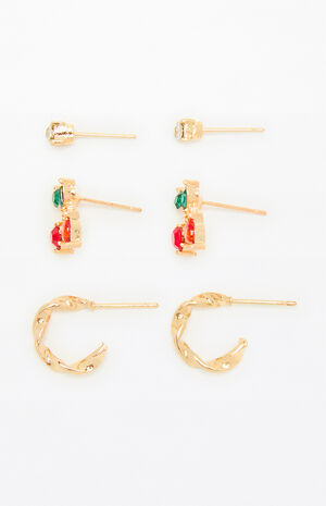 3 Pack Cherry Earrings image number 2