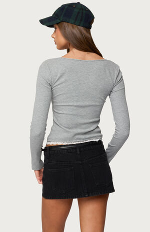 Joana Layered Lacey Henley Top image number 3