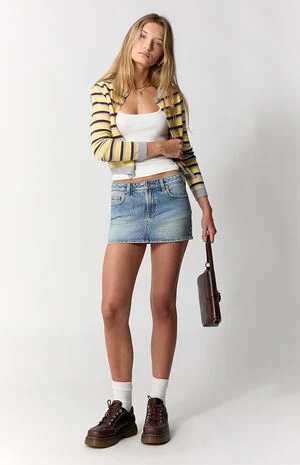 Piper Stretch Medium Blue Jean Micro Mini Skort image number 6