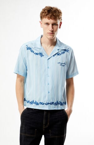 Blue Somewhere Always Striped Camp Shirt image number 1