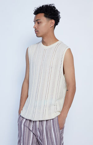 Off White Knit Sweater Tank Top image number 3