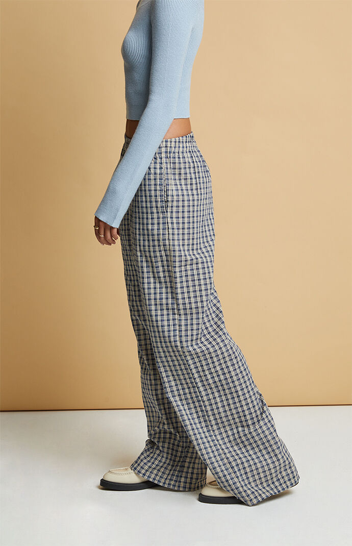 Beverly and Beck Blue Plaid Boxer Pajama Pants PacSun
