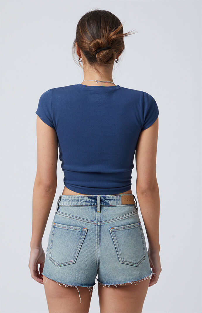Pacsun Light Indigo High Waisted Denim Festival Shorts