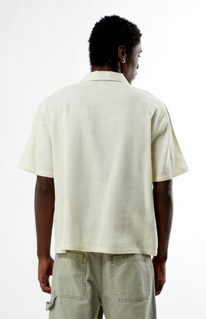 Cream Floral Embroidered Oversized Camp Shirt image number 4