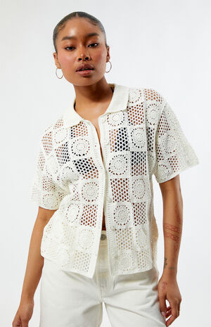 Agatha Crochet Knit Short Sleeve Top image number 1